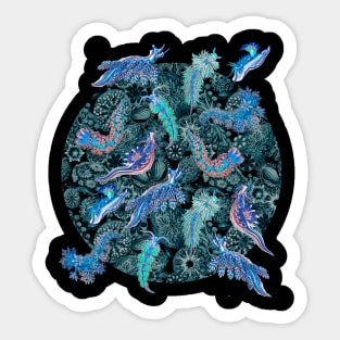 Ernst Haeckel Blue Hued Nudibranch on Cerulean Sea Squirts Sticker